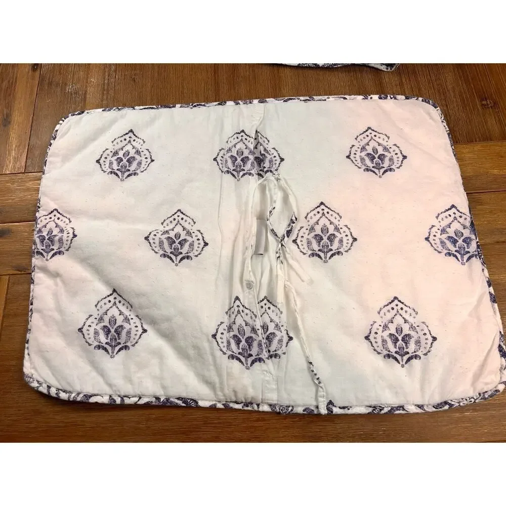 2 x Rachel Ashwell Shabby Chic Quilted Standard Pillow Shams Medallion Boho Blue